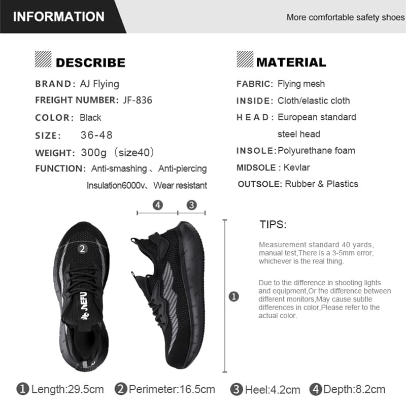 Steel Toe Indestructible Men Women Safety Work Shoes