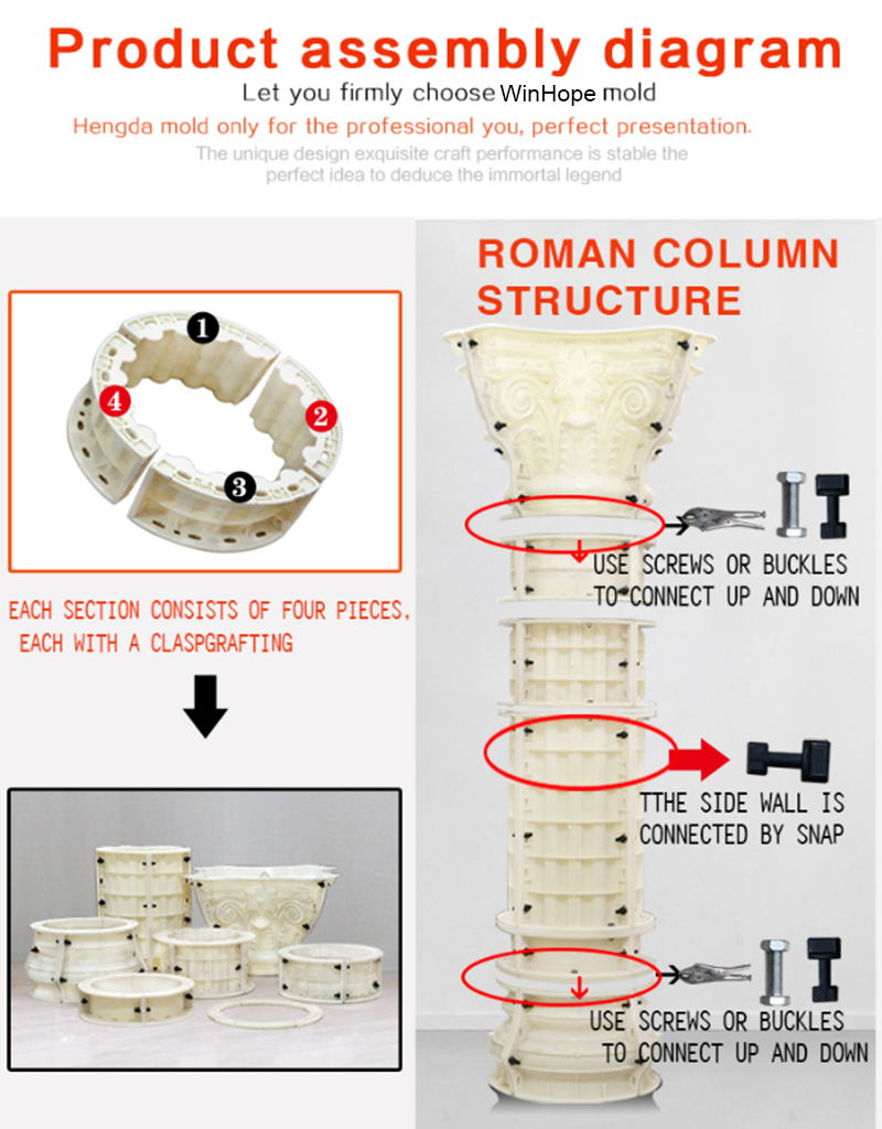 ABS plastic roman concrete column moulds