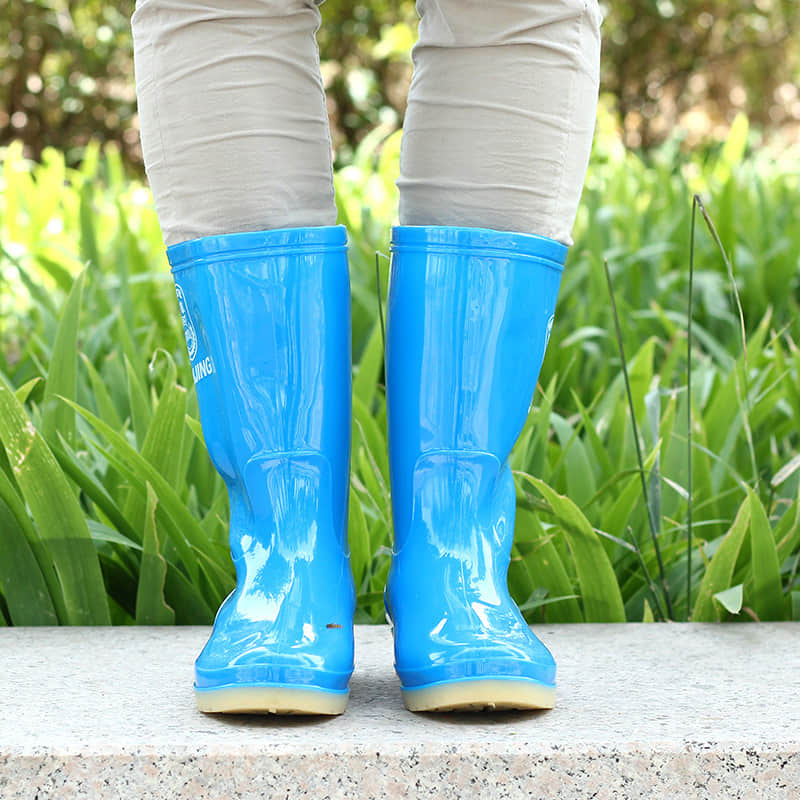 Fashion Blue Anti Slip Shot Rubber Rain Boots