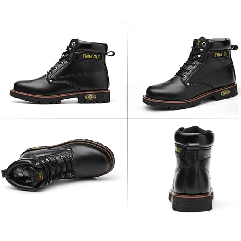 Black Leather Sport Steel Cap Work Safety Shoes